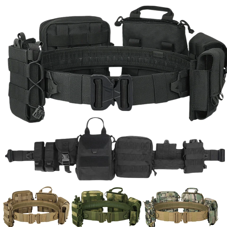 Molle Battle Belt Molle Combat Belt Tactical Combat Airsoft Heavy Duty Belt with Pouches 8-in-1 Molle Battle Belt Molle Combat Belt Tactical Combat Airsoft Heavy Duty Belt with Pouches 8-in-1