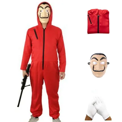 Money Heist Costume Jumpsuit Mask and Glove Money Heist Costume Jumpsuit Mask and Glove