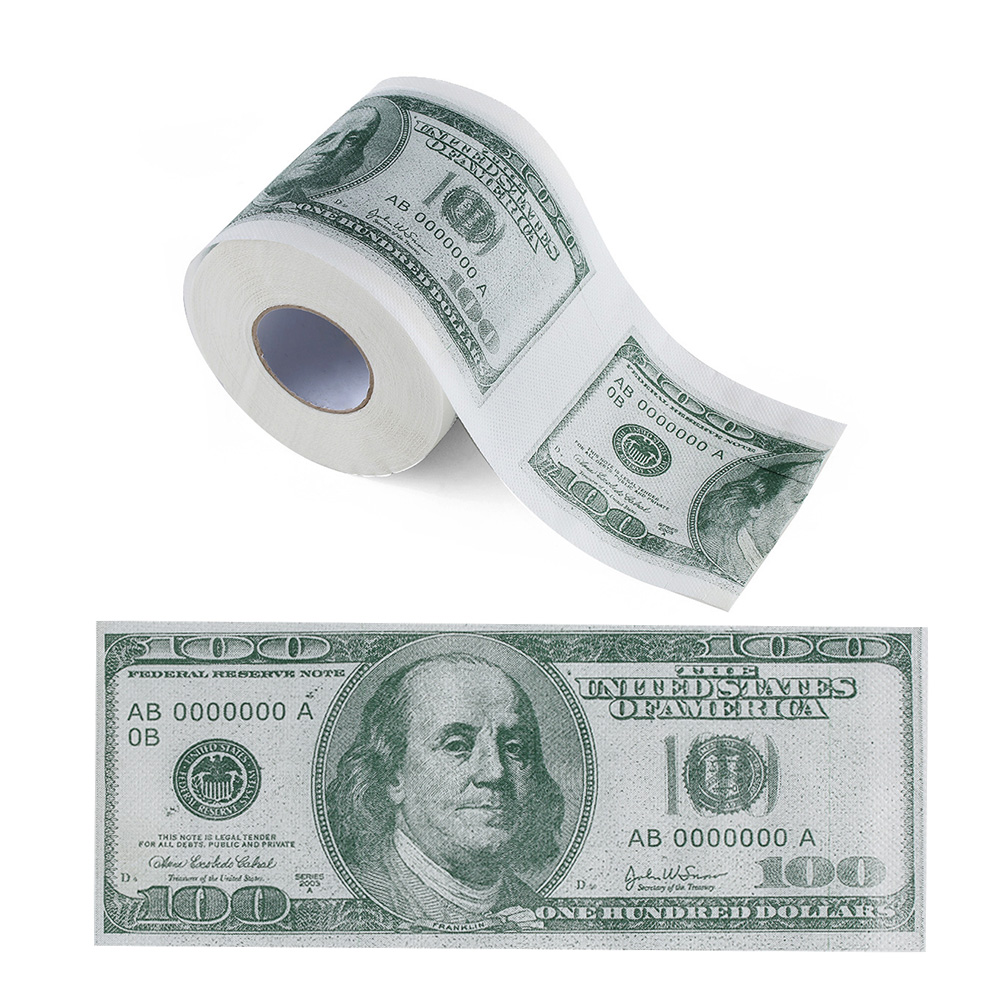 Money Toilet Paper 100 Dollar Bill Design