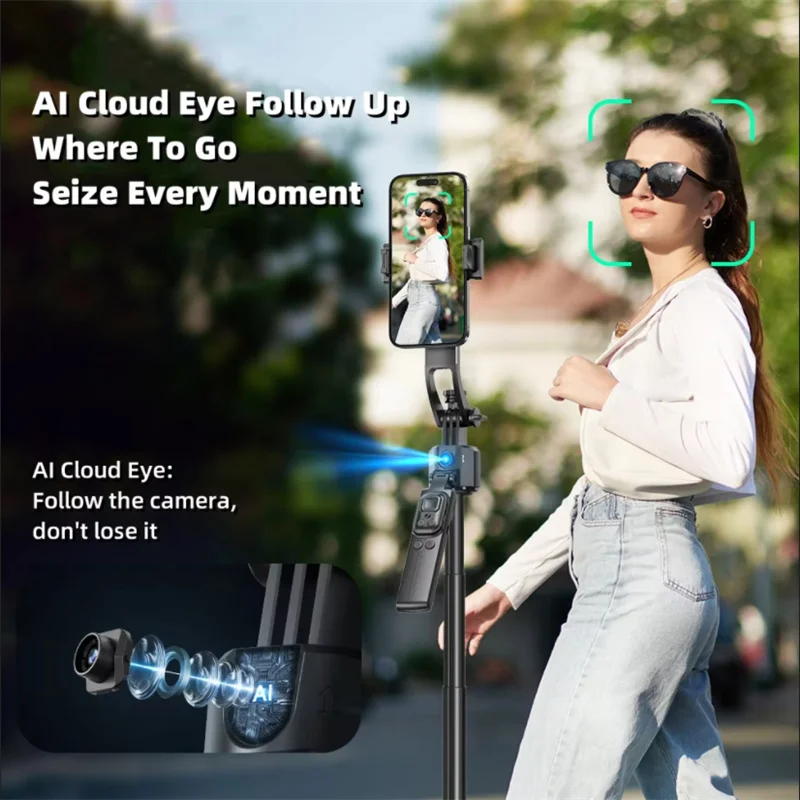 Monopod 360° Auto-Rotation AI Tracking Shooting Tripod Bluetooth Shutter Fill Light For Phone Holder Wireless Selfie Monopod 360° Auto-Rotation AI Tracking Shooting Tripod Bluetooth Shutter Fill Light For Phone Holder Wireless Selfie
