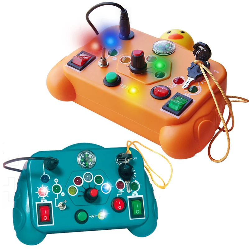 Montessori Busy Board Sensory Toys Cartoon with LED Light Switch Control Board Travel Activities Children Game for 2-4 Montessori Busy Board Sensory Toys Cartoon with LED Light Switch Control Board Travel Activities Children Game for 2-4