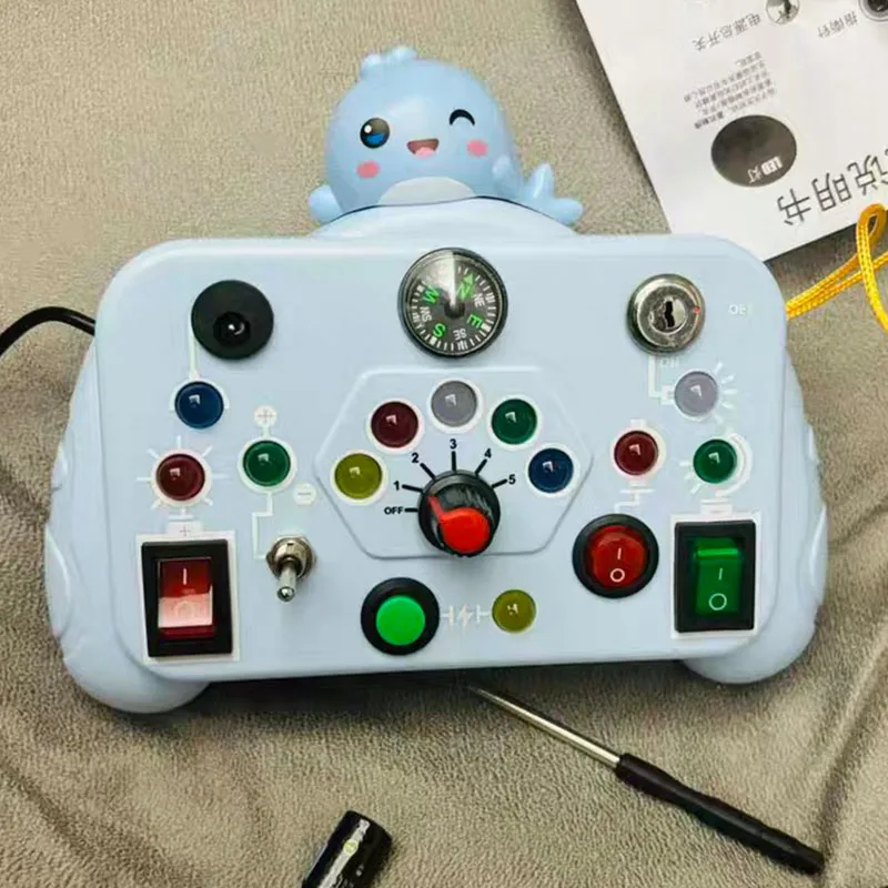 Montessori Busy Board Sensory Toys Cartoon with LED Light Switch Control Board Travel Activities Children Game for 2-4 Montessori Busy Board Sensory Toys Cartoon with LED Light Switch Control Board Travel Activities Children Game for 2-4
