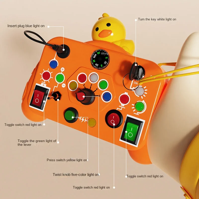 Montessori Busy Board Sensory Toys Cartoon with LED Light Switch Control Board Travel Activities Children Game for 2-4 Montessori Busy Board Sensory Toys Cartoon with LED Light Switch Control Board Travel Activities Children Game for 2-4