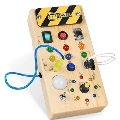 Montessori Busy Board Sensory Toys Wooden With LED Light Switch Control Board Travel Activities Children Games For 2-4 Montessori Busy Board Sensory Toys Wooden With LED Light Switch Control Board Travel Activities Children Games For 2-4