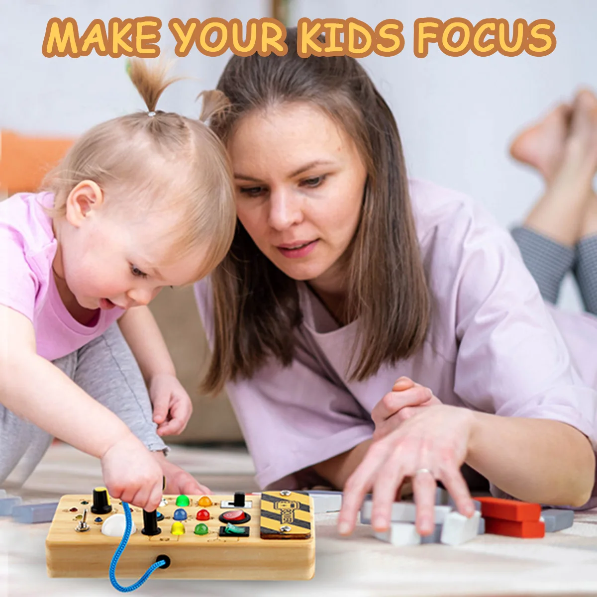 Montessori Busy Board Sensory Toys Wooden With LED Light Switch Control Board Travel Activities Children Games For 2-4 Montessori Busy Board Sensory Toys Wooden With LED Light Switch Control Board Travel Activities Children Games For 2-4