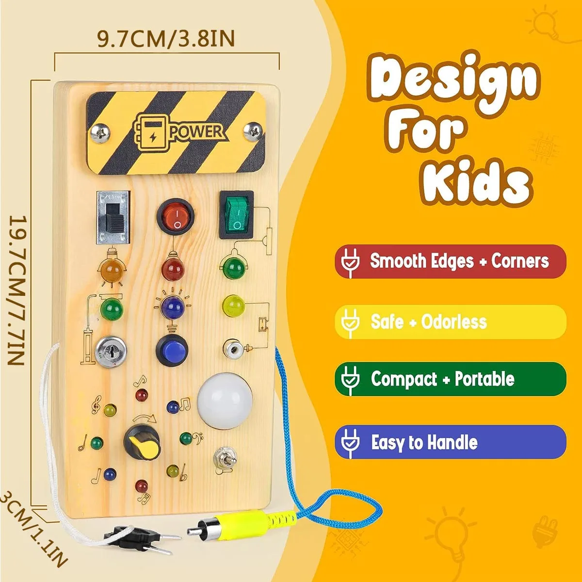 Montessori Busy Board Sensory Toys Wooden With LED Light Switch Control Board Travel Activities Children Games For 2-4 Montessori Busy Board Sensory Toys Wooden With LED Light Switch Control Board Travel Activities Children Games For 2-4