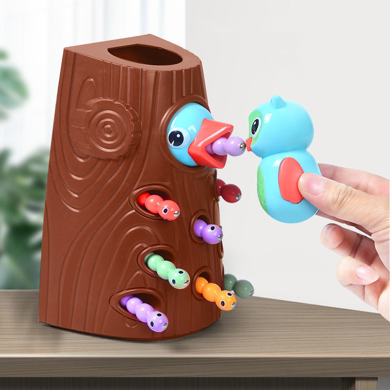 Montessori Toddler Toy Magnetic Woodpecker Catching Worms and Feeding Game Toys Set Fine Motor Skill Preschool Toys For