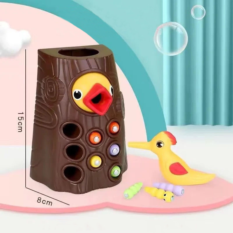 Montessori Toddler Toy Magnetic Woodpecker Catching Worms and Feeding Game Toys Set Fine Motor Skill Preschool Toys For