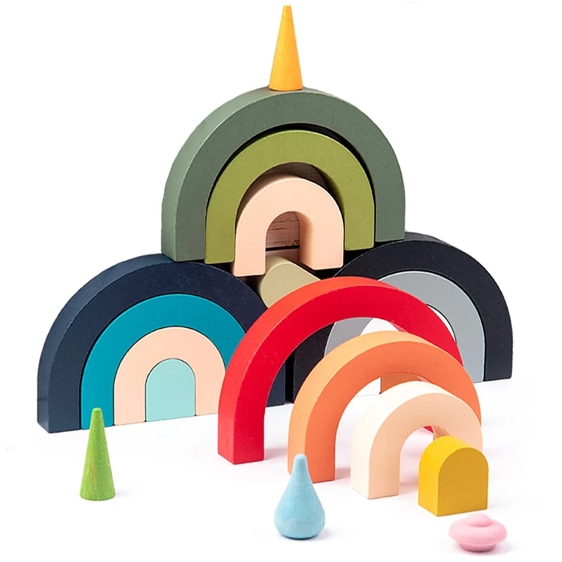 Montessori Wood Stacking Rainbow Montessori Wood Stacking Rainbow