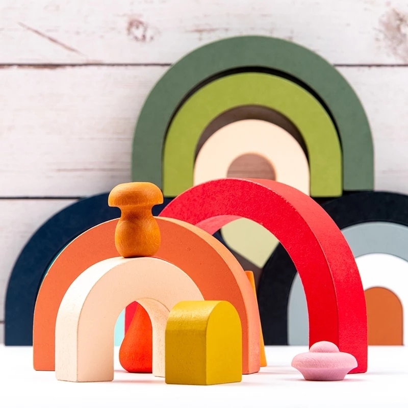 Montessori Wood Stacking Rainbow Montessori Wood Stacking Rainbow