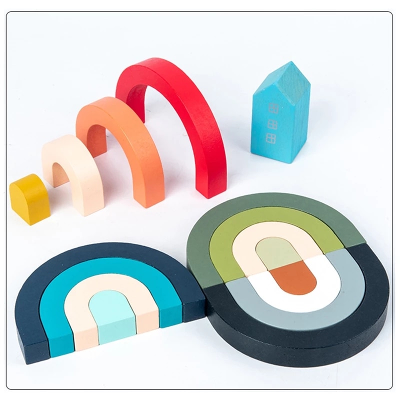 Montessori Wood Stacking Rainbow Montessori Wood Stacking Rainbow