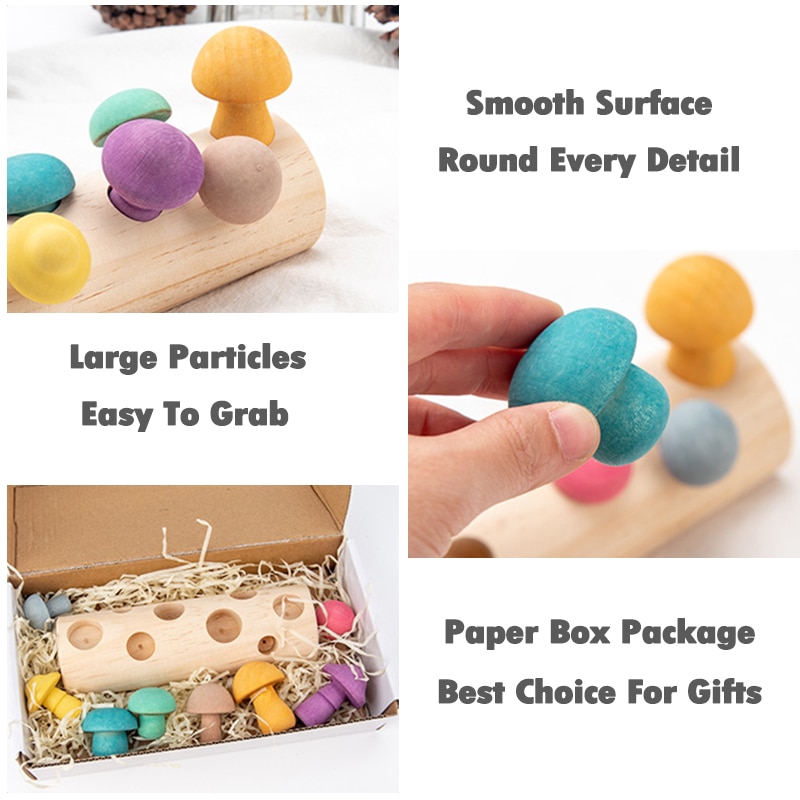 Montessori Wooden Mushroom Toy Montessori Wooden Mushroom Toy