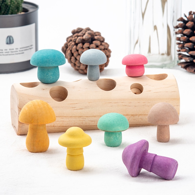 Montessori Wooden Mushroom Toy Montessori Wooden Mushroom Toy