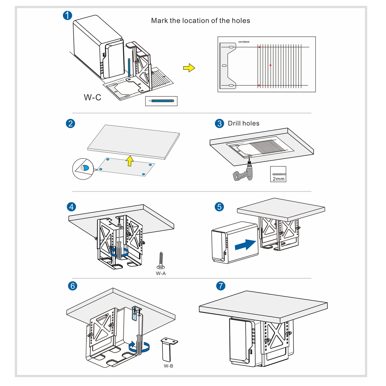 Monzlteck Adjustable Under Desk PC or NAS Mount Bracket Holder,Compatible with NAS,CPU,UPS,Small Form Factor Desktop Monzlteck Adjustable Under Desk PC or NAS Mount Bracket Holder,Compatible with NAS,CPU,UPS,Small Form Factor Desktop