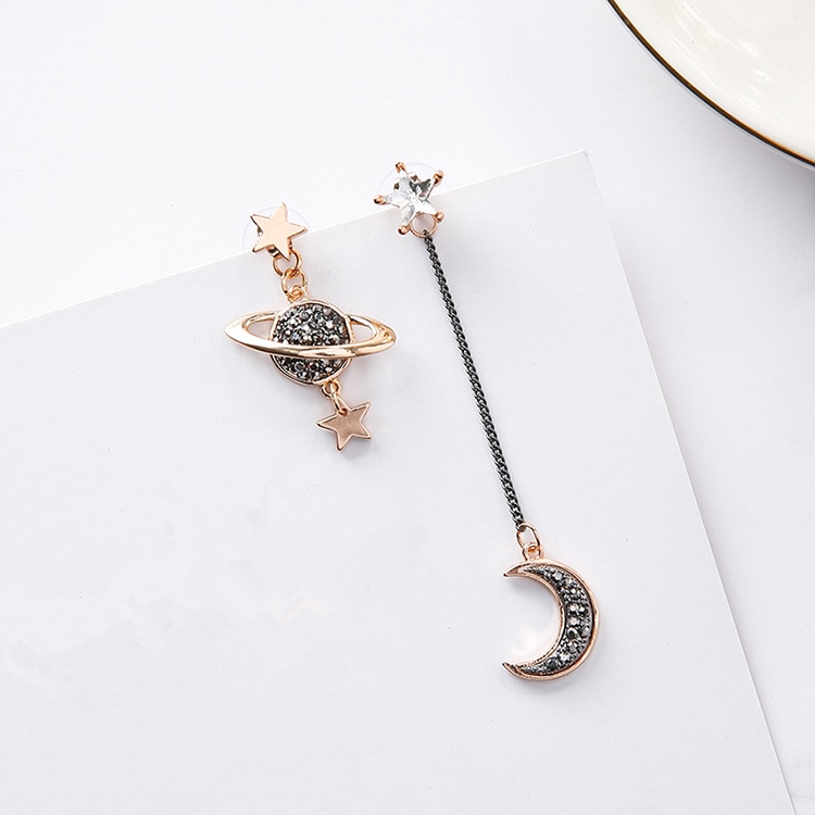 Moon and Star Asymmetrical Earrings Moon and Star Asymmetrical Earrings