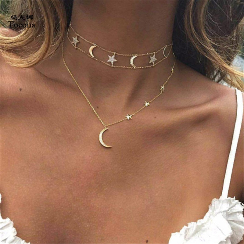 Moon And Star Necklace Bohemian Style Moon And Star Necklace Bohemian Style