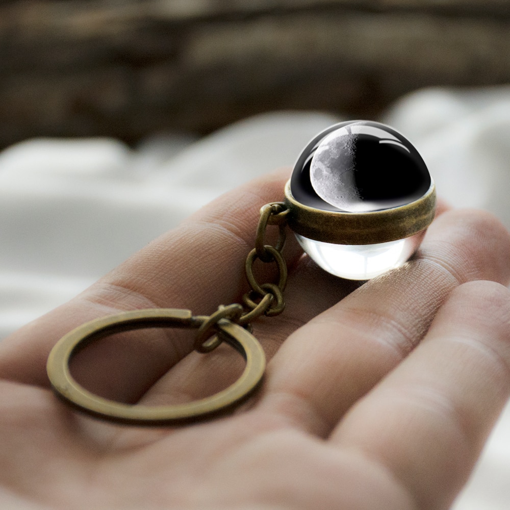 Moon Keychain with Phases of the Moon Image Moon Keychain with Phases of the Moon Image