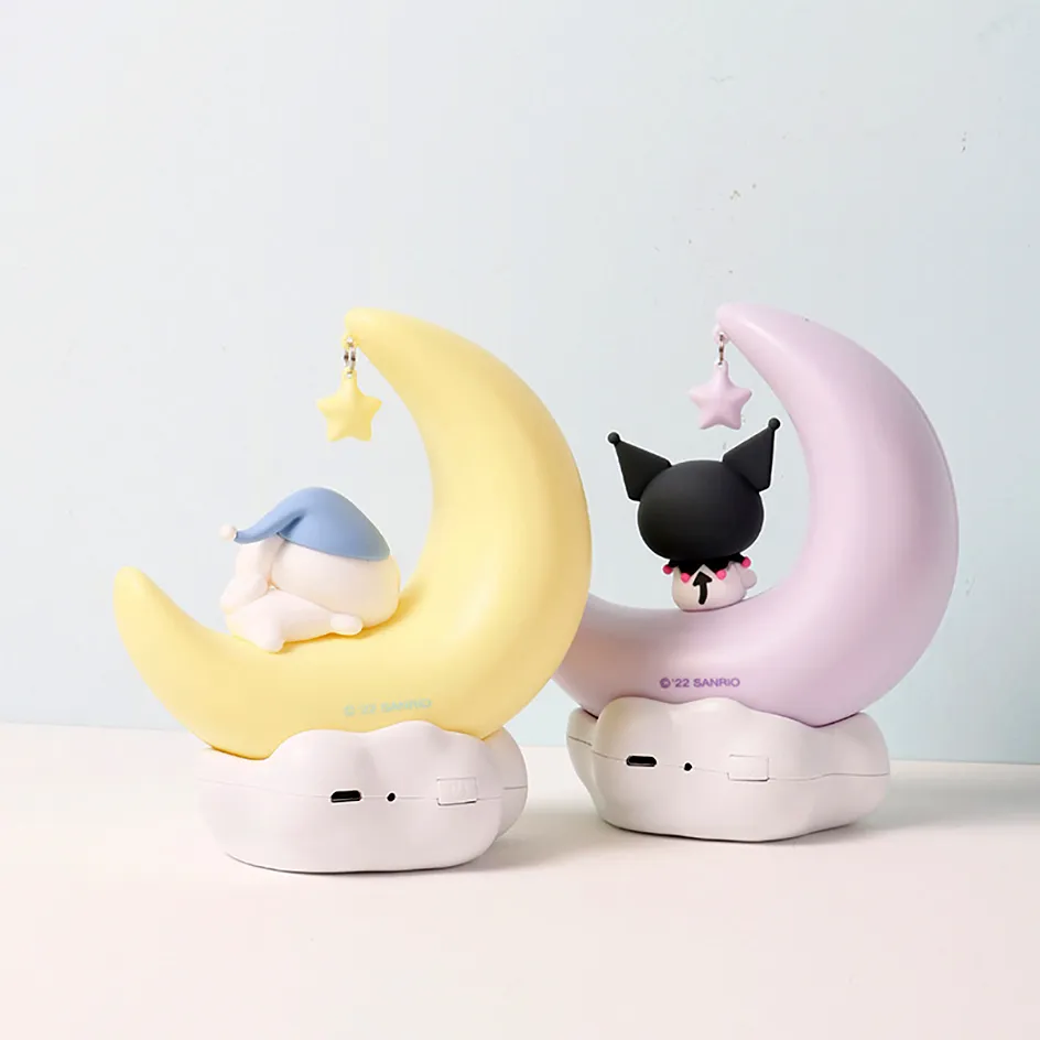 Moon LED Light Anime Kuromi Cinnamonroll Kawaii Accessories Ornament Beauty Bedroom Night Lights Bedside Lamp Decoration