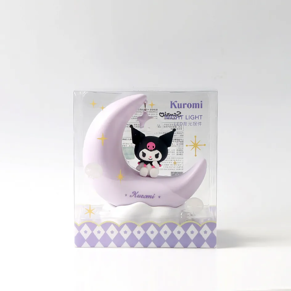 Moon LED Light Anime Kuromi Cinnamonroll Kawaii Accessories Ornament Beauty Bedroom Night Lights Bedside Lamp Decoration