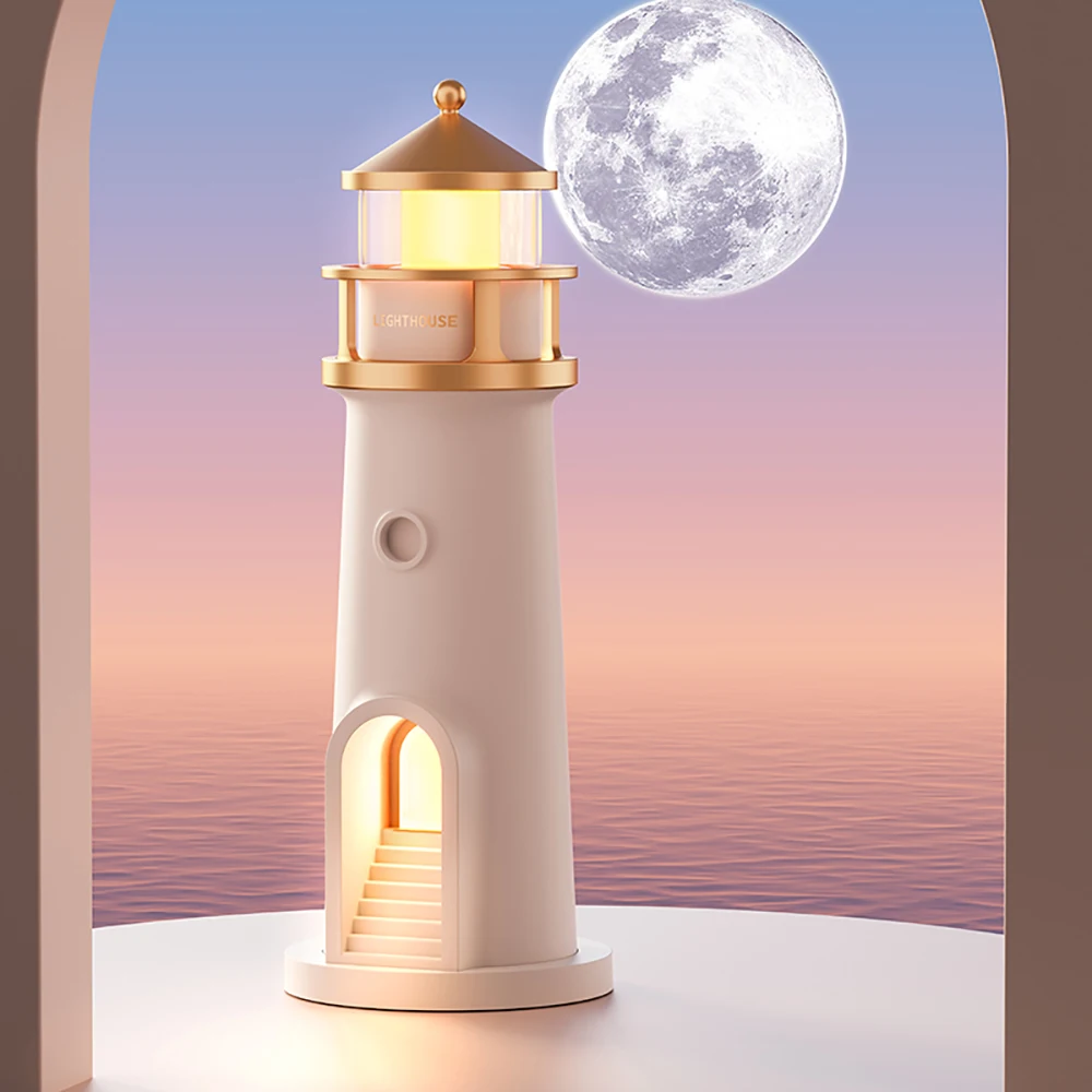 Moon Projection Lighthouse Night Lights Motion Sensor Dimmable Timing Ambient Night Lamp Bluetooth Music Christmas