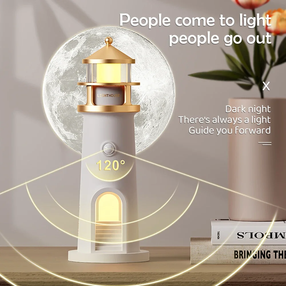 Moon Projection Lighthouse Night Lights Motion Sensor Dimmable Timing Ambient Night Lamp Bluetooth Music Christmas Moon Projection Lighthouse Night Lights Motion Sensor Dimmable Timing Ambient Night Lamp Bluetooth Music Christmas