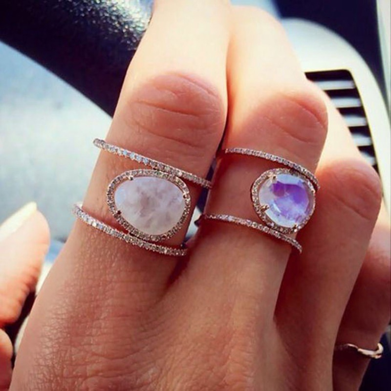 Moonstone Jewelry H Shape Ring Moonstone Jewelry H Shape Ring