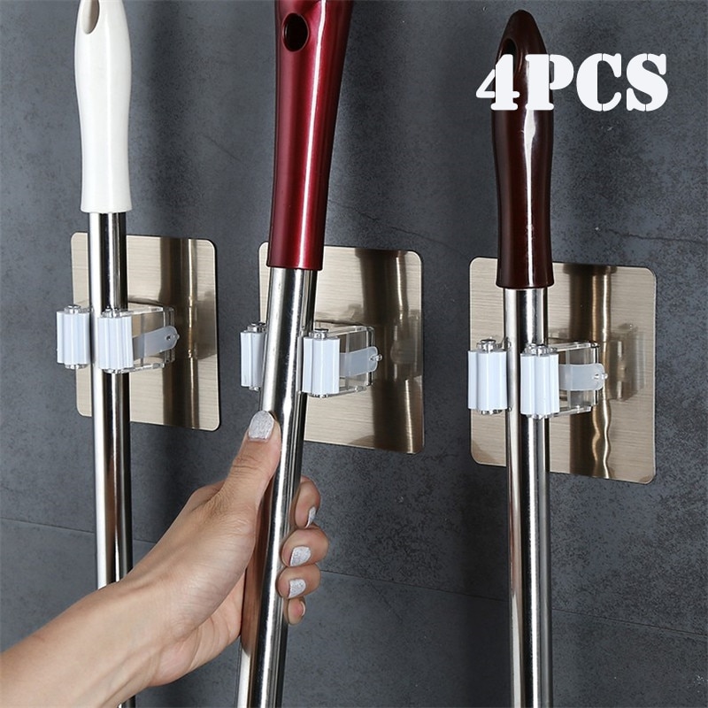 Mop and Broom Wall Holder (4 pcs)
