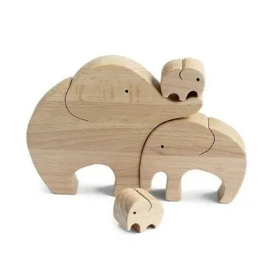 Mother and Child Wood Elephant Puzzle