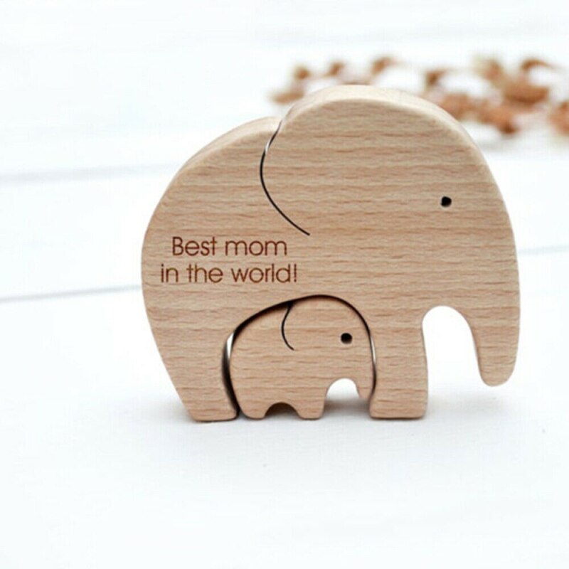 Mother and Child Wood Elephant Puzzle