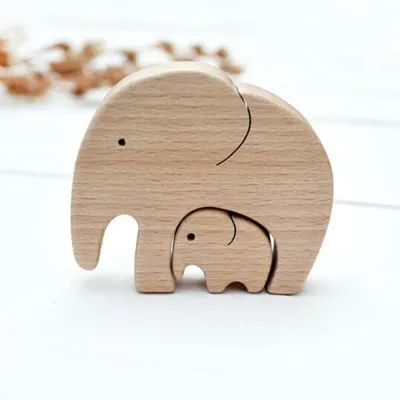 Mother and Child Wood Elephant Puzzle