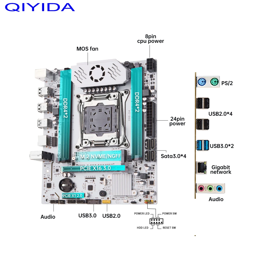 Motherboard D4 LGA 2011 3 with M.2 slot Support X99 C612chip DDR4 Memory SATA3.0 USB3.0 PCI16X