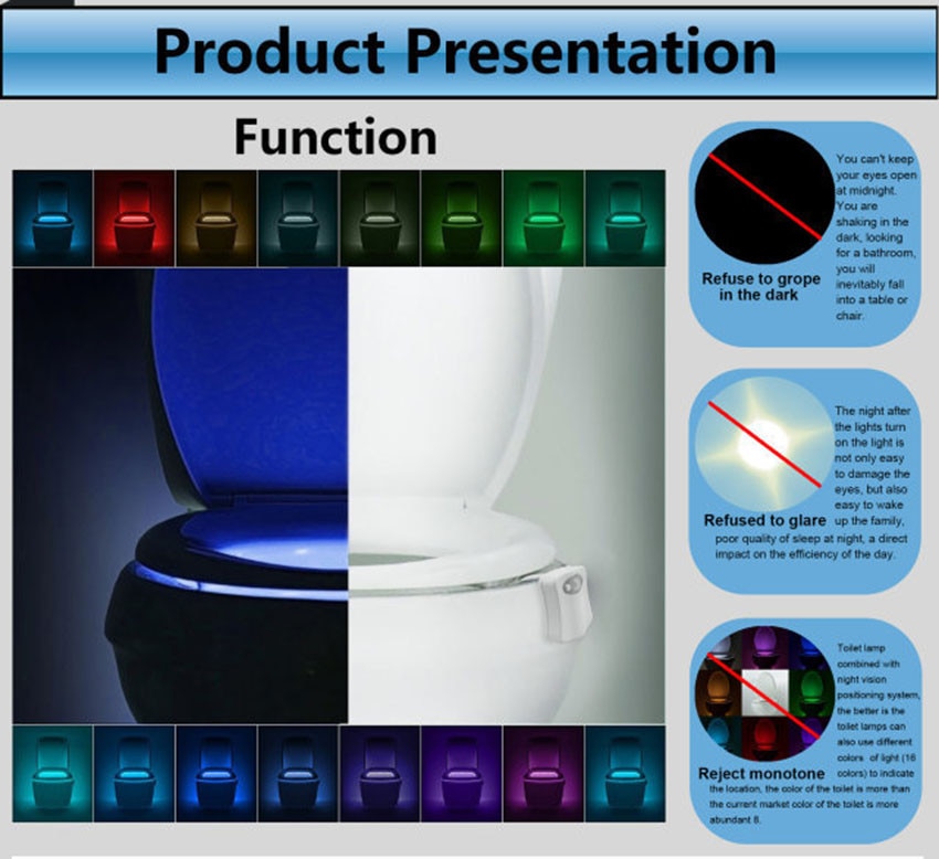 Motion Sensor Bathroom Light 16 Colors Lamp Motion Sensor Bathroom Light 16 Colors Lamp