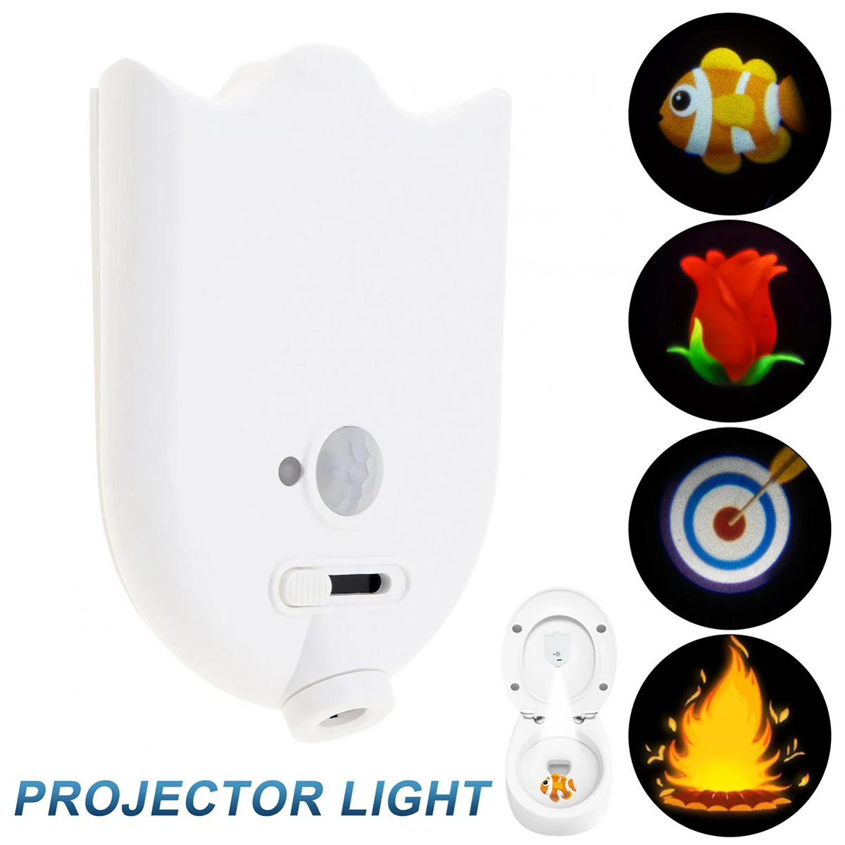 Motion Sensor Toilet Target Light – LED Aiming Projection Lamp for Men & Kids