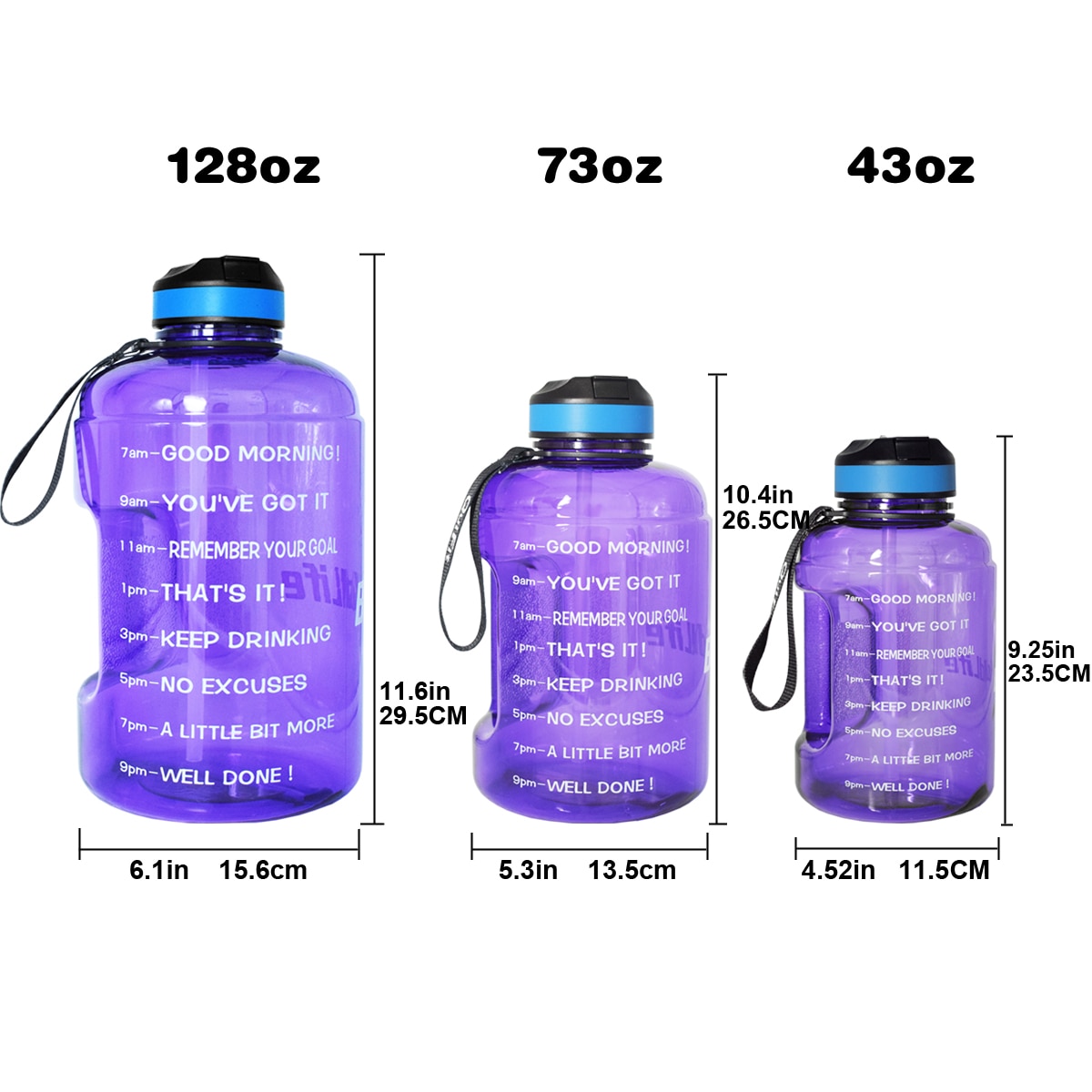 Motivational Gallon Water Bottle with Straw
