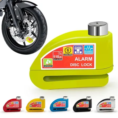 Motorcycle Bicycle Lock Alarm Safety Protection Padlock Disc Aluminum Alloy Anti-Theft Reminder Rope Lock Bag