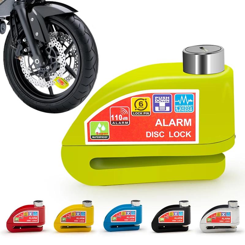 Motorcycle Bicycle Lock Alarm Safety Protection Padlock Disc Aluminum Alloy Anti-Theft Reminder Rope Lock Bag