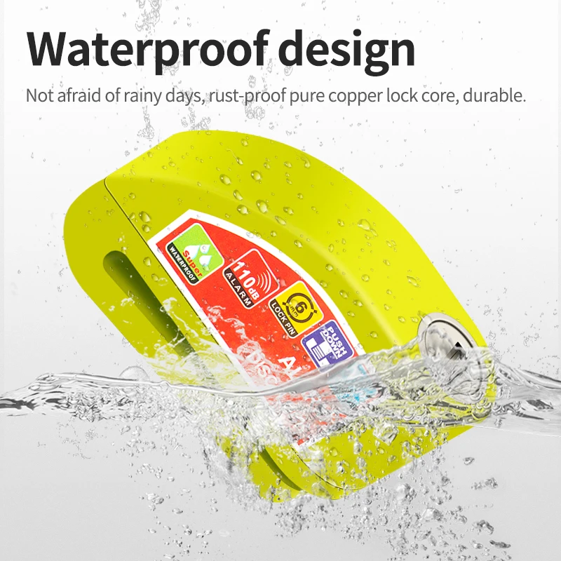 Motorcycle Bicycle Lock Alarm Safety Protection Padlock Disc Aluminum Alloy Anti-Theft Reminder Rope Lock Bag
