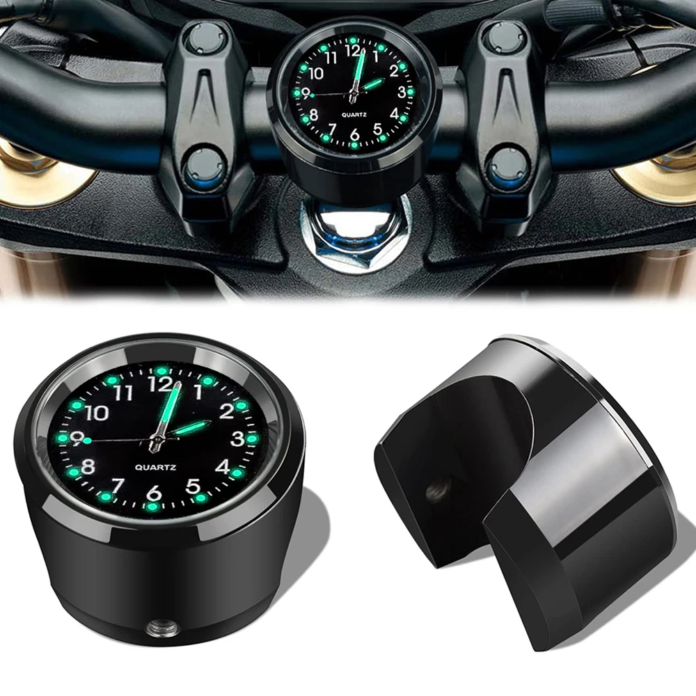 Motorcycle Clock Chrome Waterproof Bike Handlebar Mount Quartz Watch Aluminum Luminous Clock Moto Accessories Universal