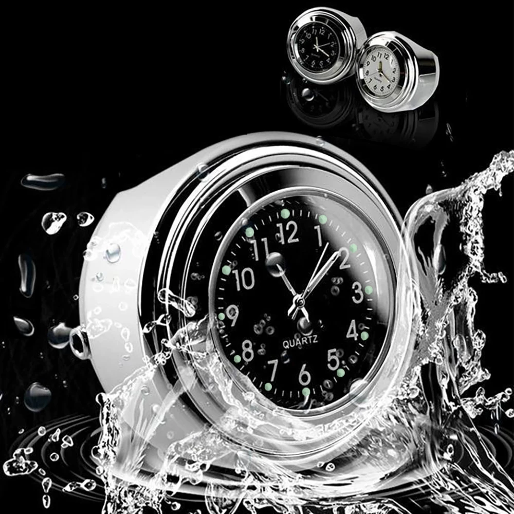 Motorcycle Clock Chrome Waterproof Bike Handlebar Mount Quartz Watch Aluminum Luminous Clock Moto Accessories Universal Motorcycle Clock Chrome Waterproof Bike Handlebar Mount Quartz Watch Aluminum Luminous Clock Moto Accessories Universal