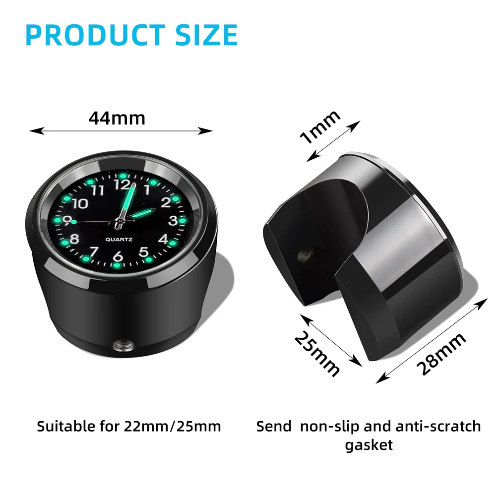 Motorcycle Clock Chrome Waterproof Bike Handlebar Mount Quartz Watch Aluminum Luminous Clock Moto Accessories Universal Motorcycle Clock Chrome Waterproof Bike Handlebar Mount Quartz Watch Aluminum Luminous Clock Moto Accessories Universal
