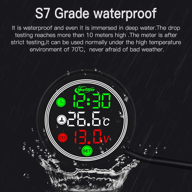 Motorcycle Painel Digital Moto Universal Temperature Clock Mini Full Screen Thermometer 4 in 1 Touch Screen Meter