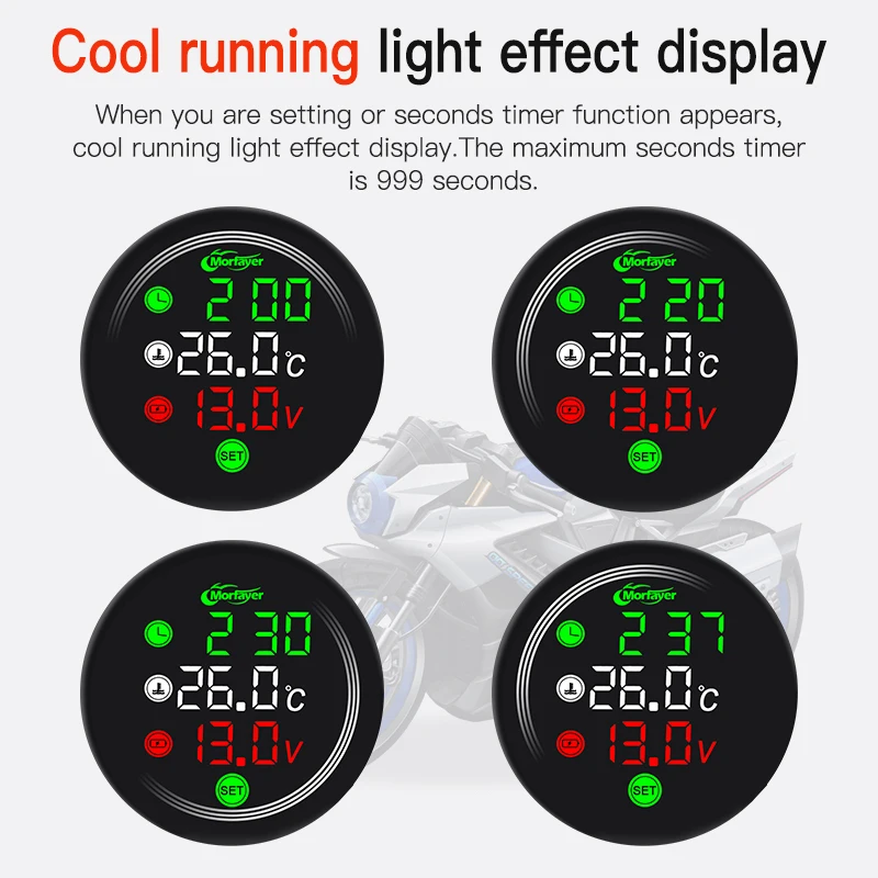 Motorcycle Painel Digital Moto Universal Temperature Clock Mini Full Screen Thermometer 4 in 1 Touch Screen Meter