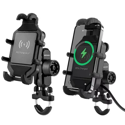 Motorcycle Wireless Charging Phone Holder Cradle 3.0 Quick Charger GPS Moto Support Cellphone Handlebar Mount for 4-7 Motorcycle Wireless Charging Phone Holder Cradle 3.0 Quick Charger GPS Moto Support Cellphone Handlebar Mount for 4-7