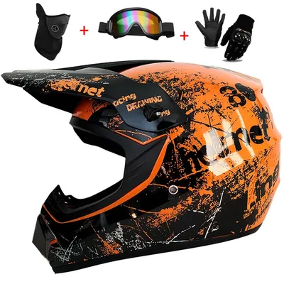 Motorcycle Youth Kids Child full Helmet Children Helmets Motocross Casco Moto Off-road Goggles Gloves Protective