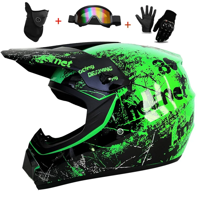 Motorcycle Youth Kids Child full Helmet Children Helmets Motocross Casco Moto Off-road Goggles Gloves Protective
