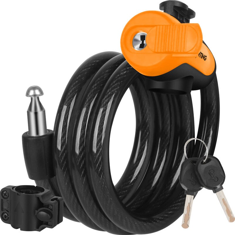 Mountain Bike Cable Lock Key Electric Password Fixed Secure Anti Theft with Mounting Bracket Scooter Bicycle Lock