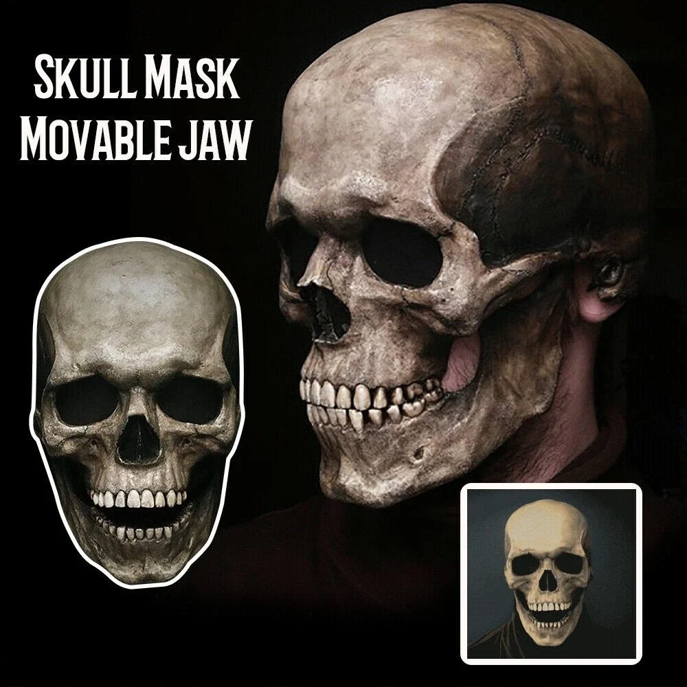Movable Jaw Mask Non-Toxic Skull Mask Latex Headgear Tear-Resistant Full Head Skull Helmet For Outdoor Decorations Movable Jaw Mask Non-Toxic Skull Mask Latex Headgear Tear-Resistant Full Head Skull Helmet For Outdoor Decorations