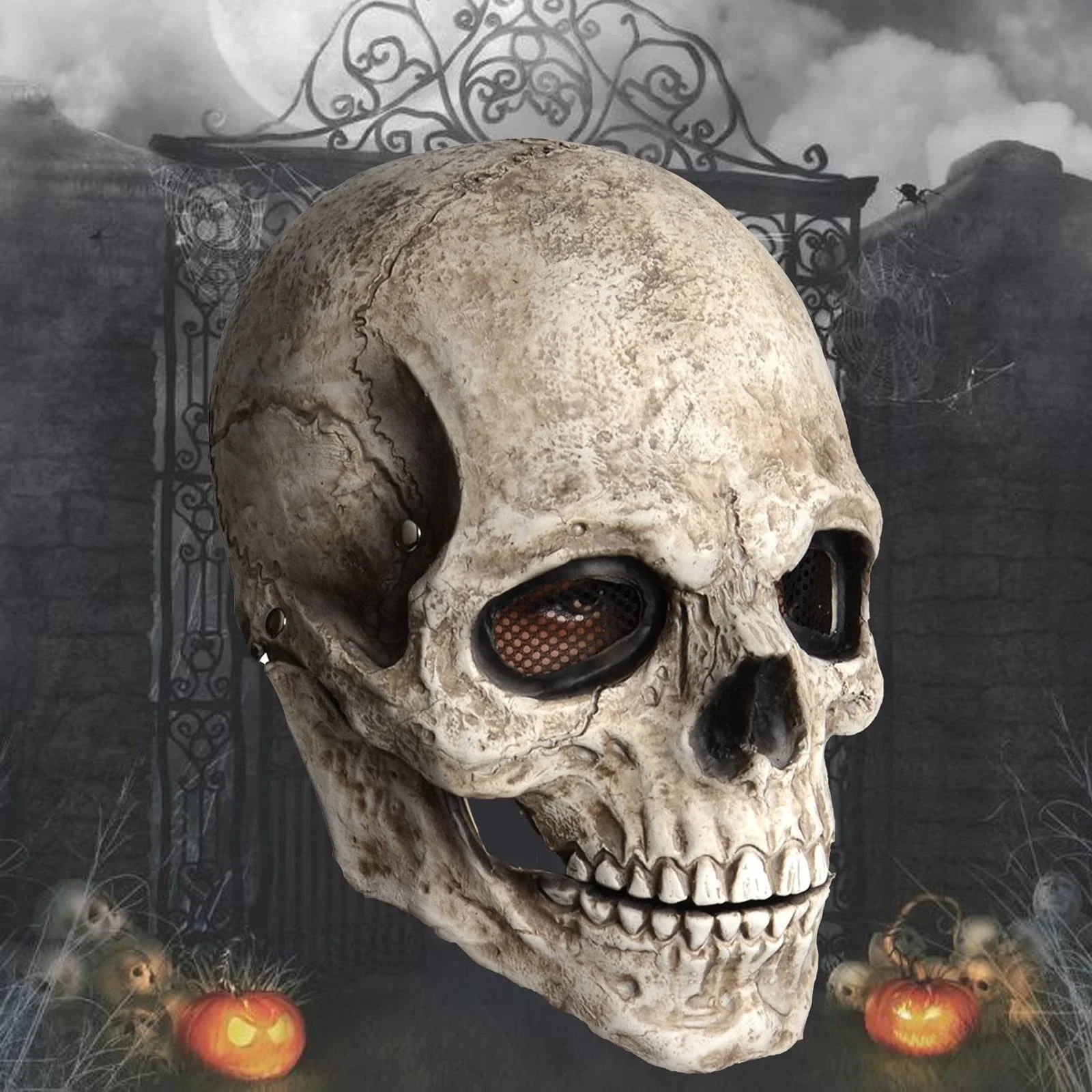 Movable Jaw Mask Non-Toxic Skull Mask Latex Headgear Tear-Resistant Full Head Skull Helmet For Outdoor Decorations Movable Jaw Mask Non-Toxic Skull Mask Latex Headgear Tear-Resistant Full Head Skull Helmet For Outdoor Decorations
