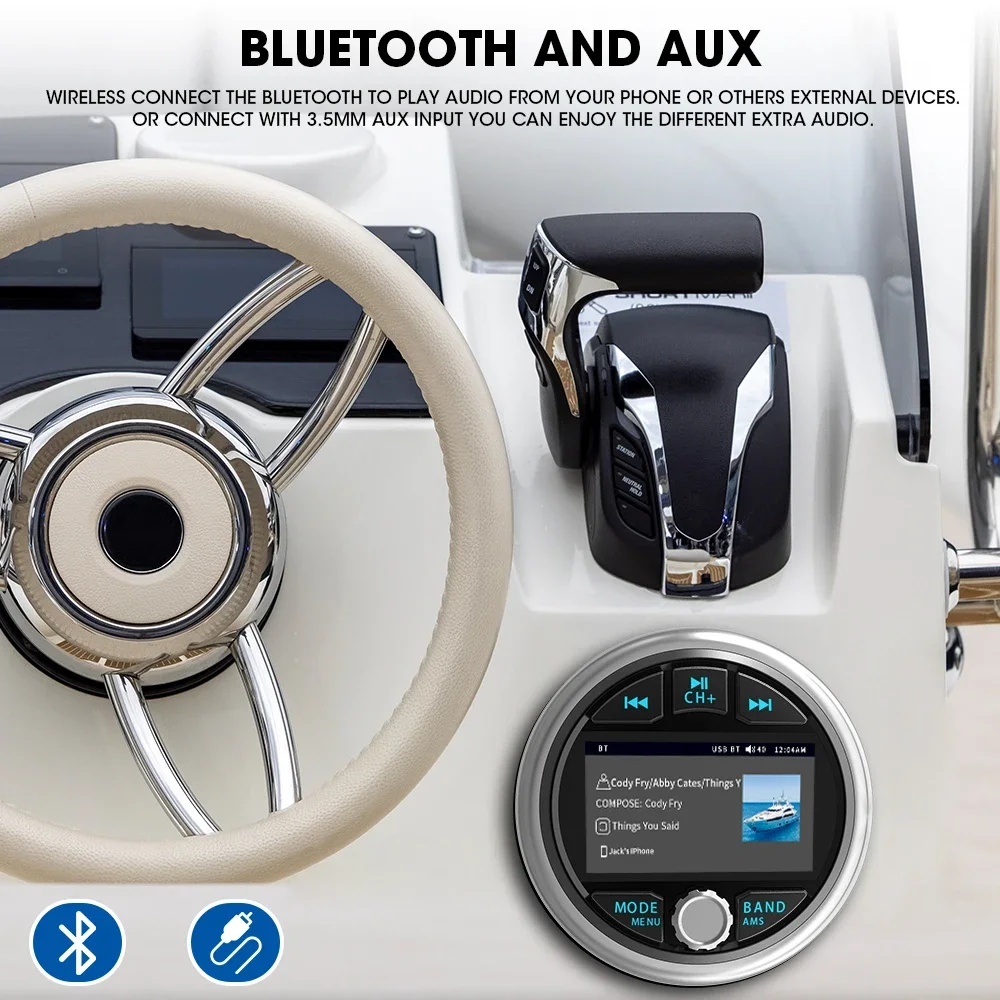 MP5 Marine Stereo Waterproof IPX5 Boat Radio Player Bluetooth FM AM RDS Audio For Yacht Gauge ATV UTV Cart Motorcycle MP5 Marine Stereo Waterproof IPX5 Boat Radio Player Bluetooth FM AM RDS Audio For Yacht Gauge ATV UTV Cart Motorcycle