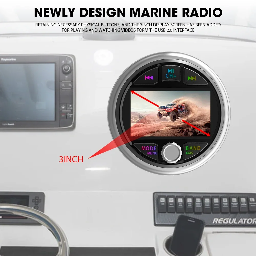 MP5 Marine Stereo Waterproof IPX5 Boat Radio Player Bluetooth FM AM RDS Audio For Yacht Gauge ATV UTV Cart Motorcycle MP5 Marine Stereo Waterproof IPX5 Boat Radio Player Bluetooth FM AM RDS Audio For Yacht Gauge ATV UTV Cart Motorcycle